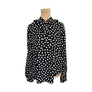 Kate Spade Cloud Dot White and Black Polka Dot Blouse Sz S